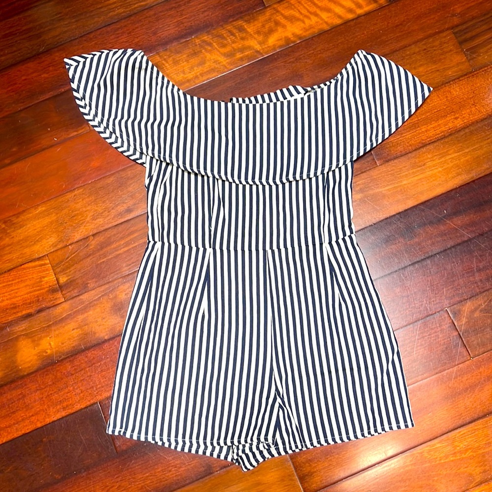 Navy striped romper
